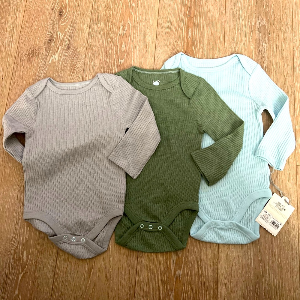 Baby 3-pk Long Sleeve Waffle Bodysuit• Cloud Island